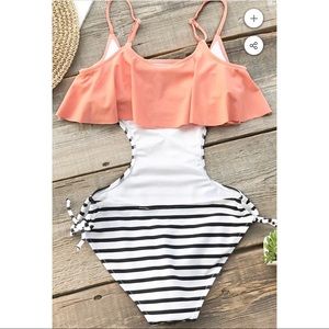 NWT Striped Black and White bathing suit